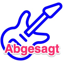 Gezeichnete Eintrittskarte mit Gitarre mit Schriftzug "Abgesagt"