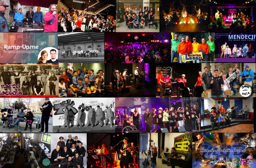 Bildkollage von den ersten 25 Bands und Projekten, die wir auf BarrMusik vorgestellt haben.