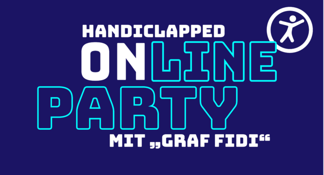 Bild mit Ankündigung der Online Party. Es spielt die Band „Graf Fidi“